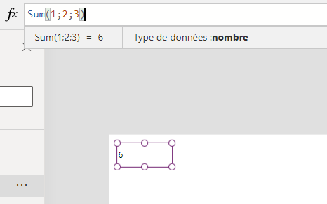 Utilisation de la formule complète Sum(1,2,3).