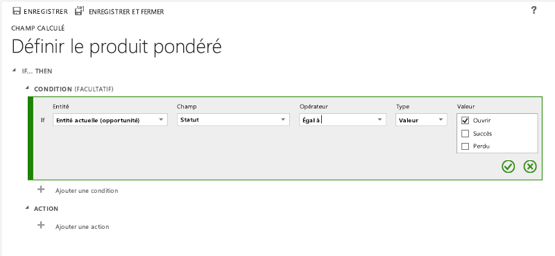 Définir le revenu pondéré dans Dynamics 365.