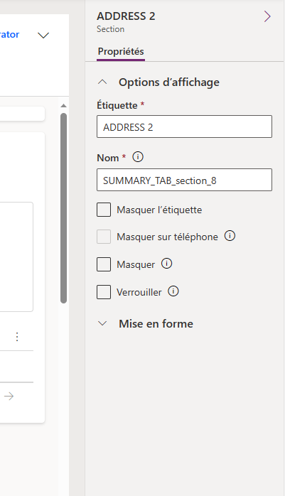 Le formulaire de compte comprend une seule section d’adresse