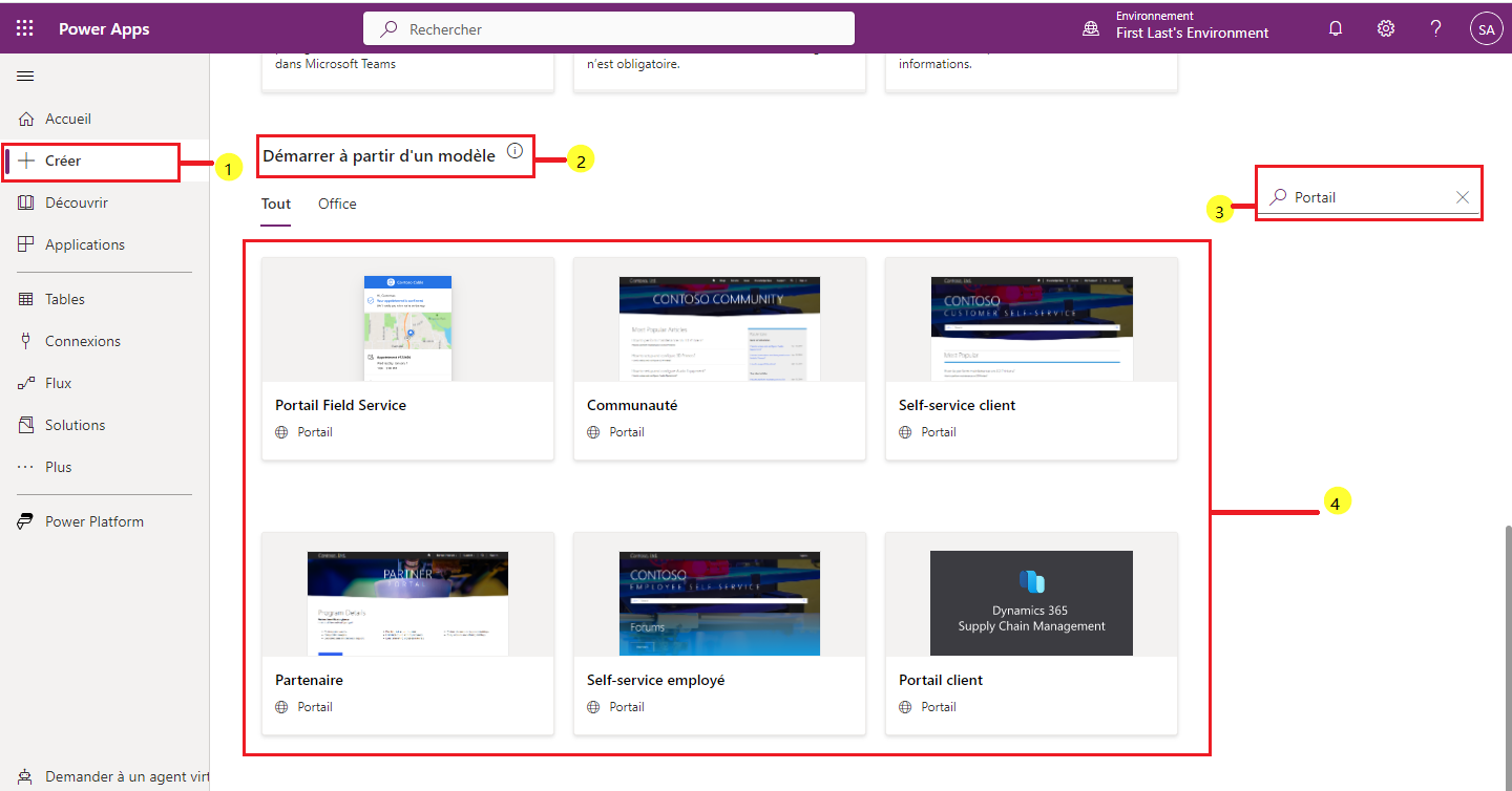 Modèles de portail pour Dynamics 365.