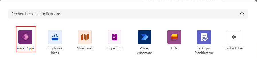 Cliquez sur l’onglet PowerApps.