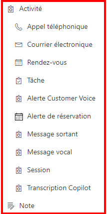 Sélectionnez le type de ligne de la chronologie.