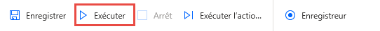 Capture d’écran du bouton Exécuter dans le concepteur de flux.