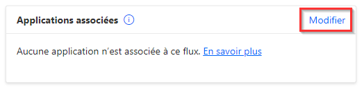 Capture d’écran montrant le bouton Modifier sur la vignette Applications associées.