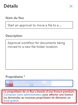 Capture d’écran de l’avertissement de licence incorrecte.