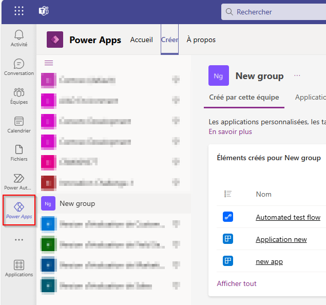 Sélectionnez Power Apps.