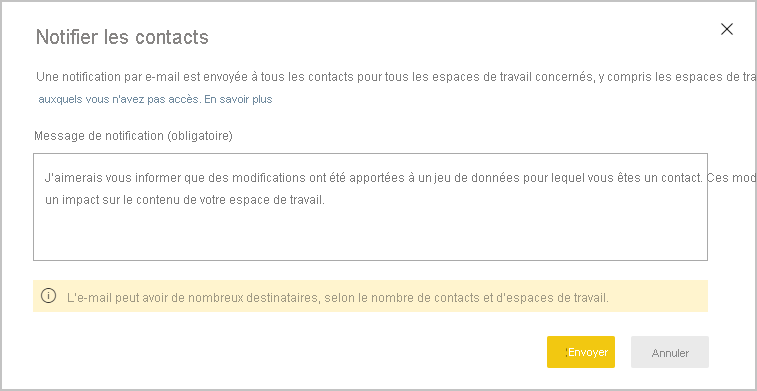 Screenshot of the Notify contacts dialog box.