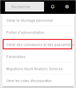 Capture d’écran montrant la sélection de Gérer les connexions et les passerelles.