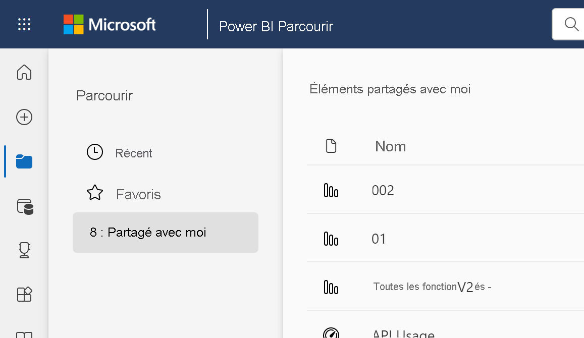 Power BI navigation pane