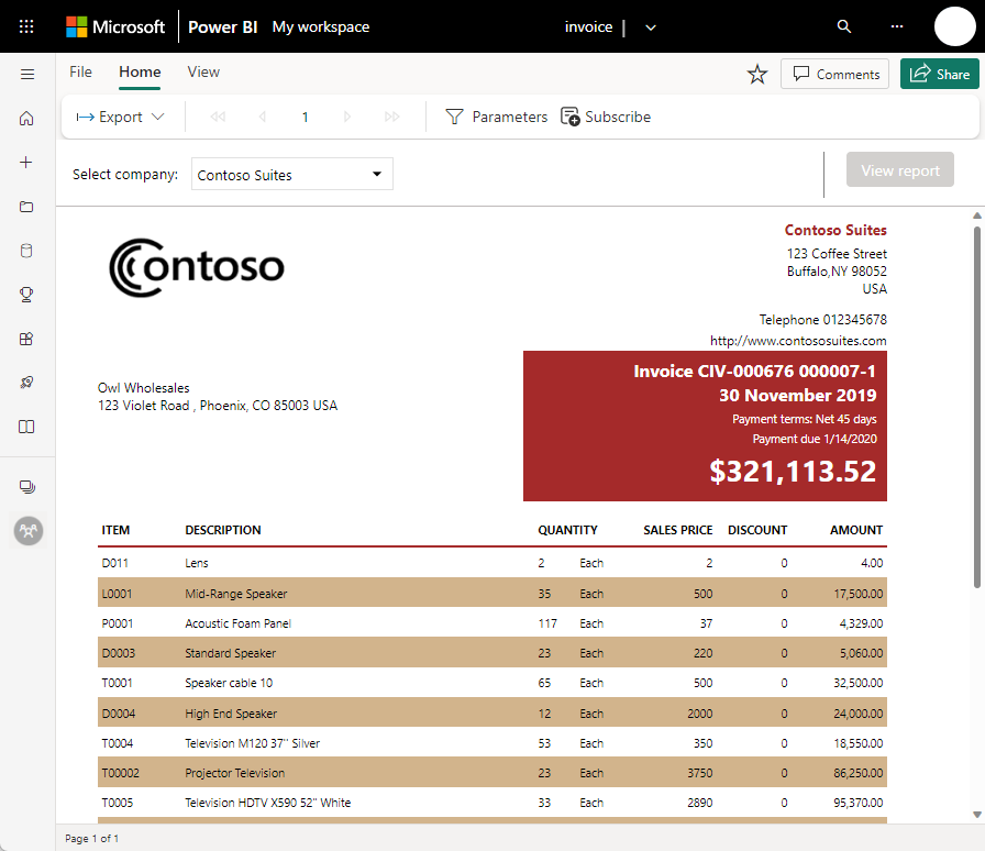 Afficher un rapport paginé dans le service Power BI.