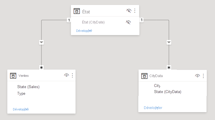 Capture d’écran d’une table Sate masquée en mode Relation.