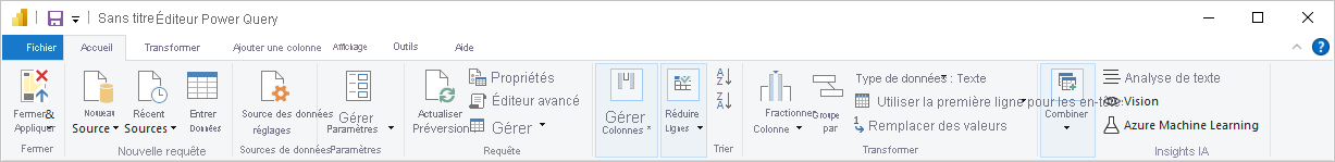 Screenshot of Power BI Desktop showing the Power Query Editor query ribbon.