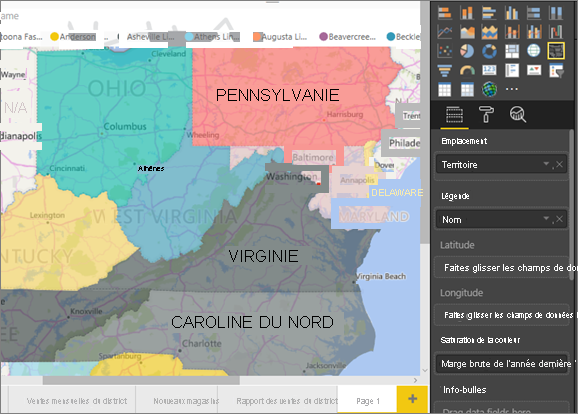 Capture d’écran de cartes choroplèthes et de Bing.