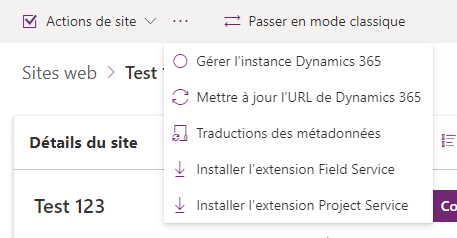 Sélection d’actions supplémentaires sur le site.