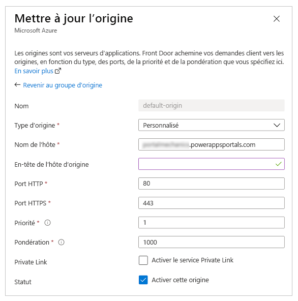 Configuration d’origine.