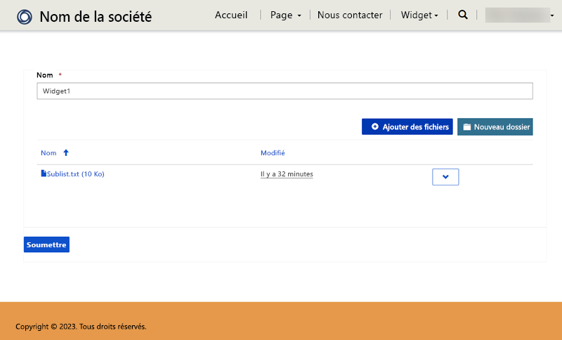 Stockage de documents SharePoint sur une page.