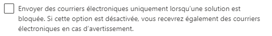 Capture d’écran de la case à cocher du courrier électronique du vérificateur de solutions.