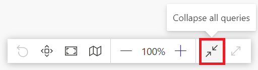 Bouton Développer tout/Réduire tout pour les requêtes dans le coin inférieur droit du volet de la vue de diagramme, en regard des options de disposition.