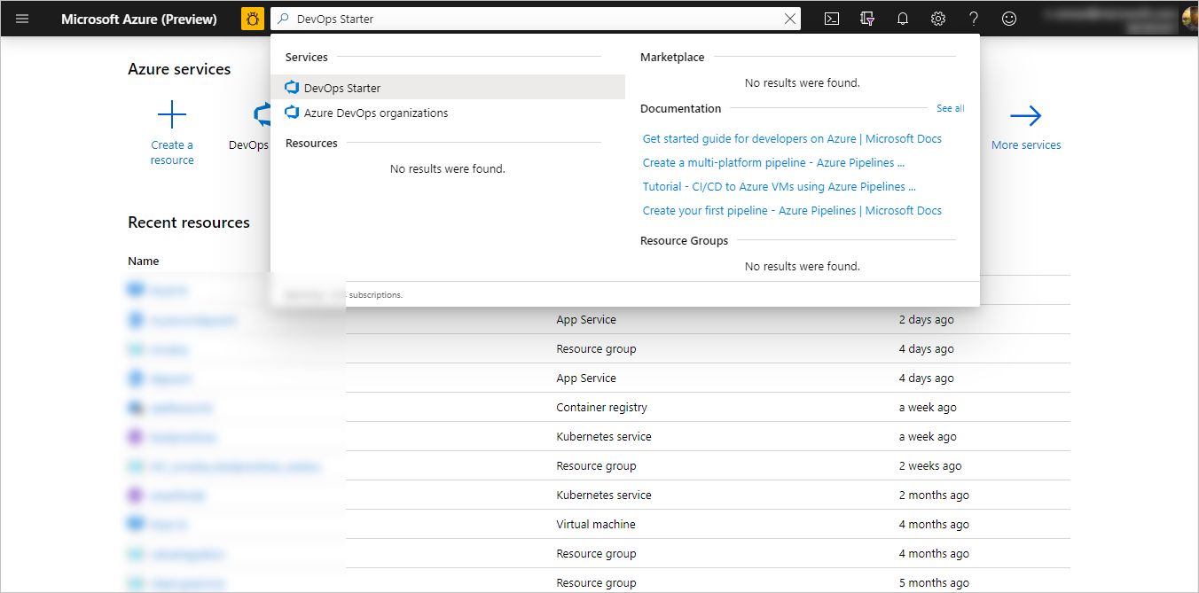 Tableau de bord DevOps Starter