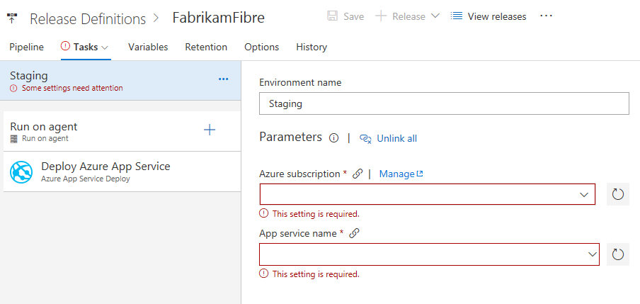 Process parameters for deployment templates