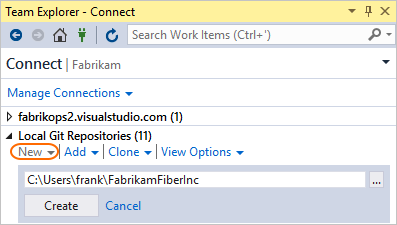 Creating a new local Git repository in Visual Studio Team Explorer