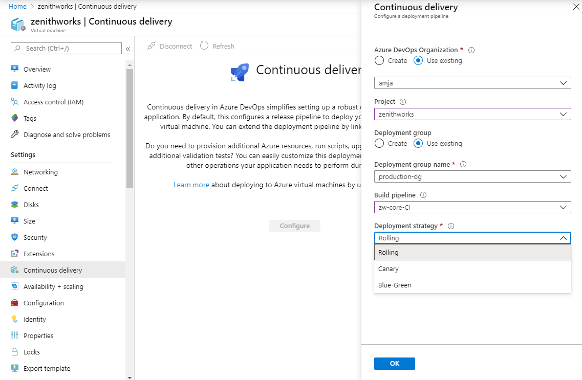 Capture d’écran montrant comment configurer la stratégie de déploiement de contrôle de validité.