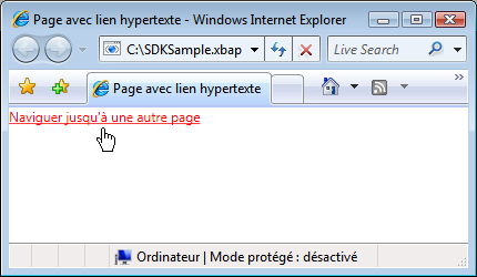 Page avec lien hypertexte