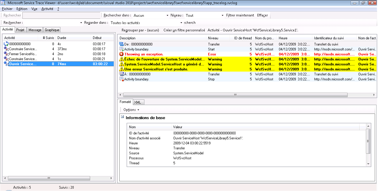 Utilisation du Trace Viewer