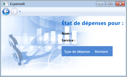 Capture d'écran : exemple ExpenseIt