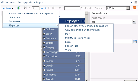 Barre d'outils et menu Actions dans SharePoint