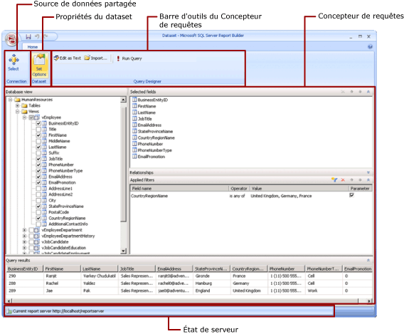 Générateur de rapports en mode création de dataset partagé