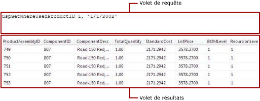 Procédure stockée dans le concepteur de requêtes textuel