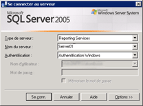 Boîte de dialogue Connexion de Report Server