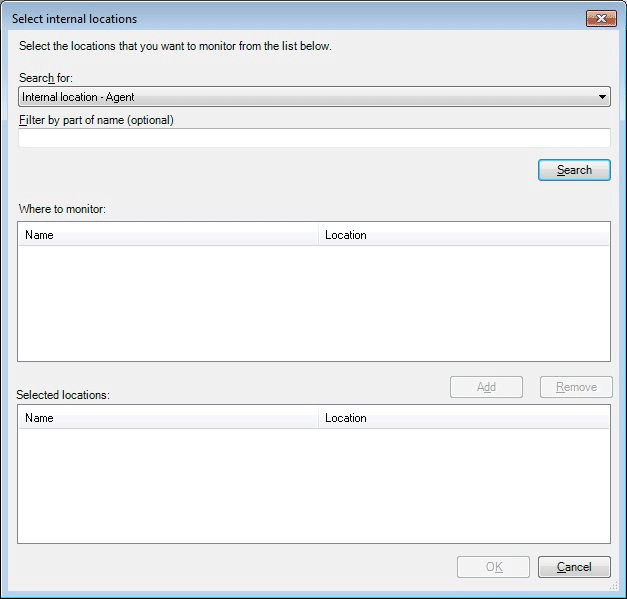 Page Sélectionnez les emplacements internes