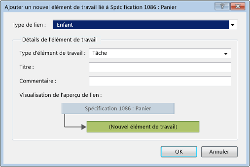 Ajouter un nouvel élément de travail lié à la spécification