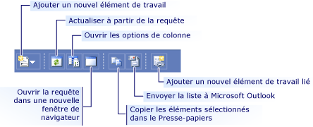 Barre d'outil pour le WebPart Résultats de la requête