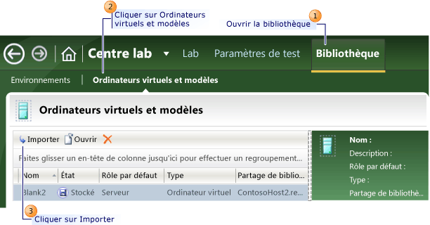 Étapes d'importation d'un ordinateur virtuel ou d'un modèle à partir de SCVMM