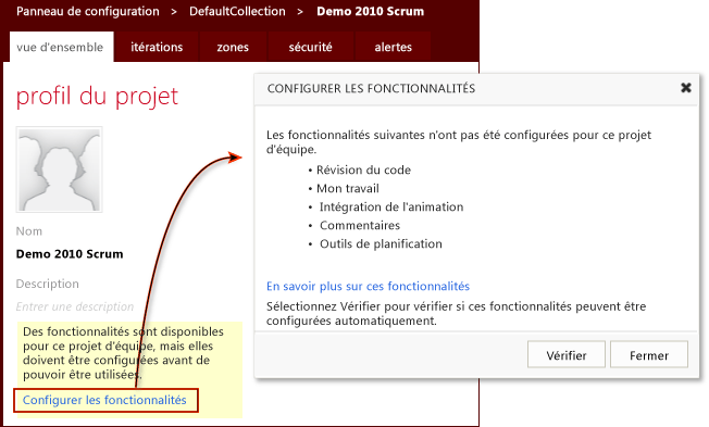 Lancement de l'assistant d'activation de fonctionnalités