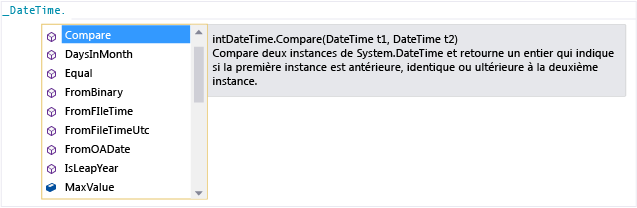 Informations rapides pour DateTime.Compare