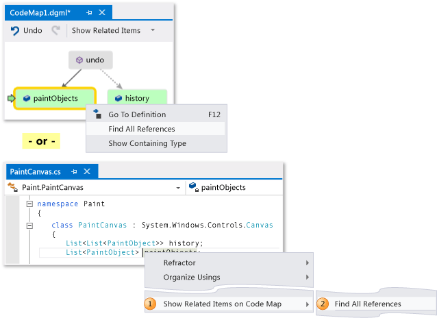 Code map - Find all references