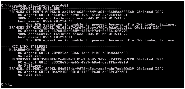 Repadmin /failcache