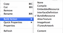 Action de génération de projet iOS : BundleResource