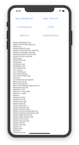 Exemple d’exécution d’iOS en cours d’exécution d’opérations de système de fichiers simples