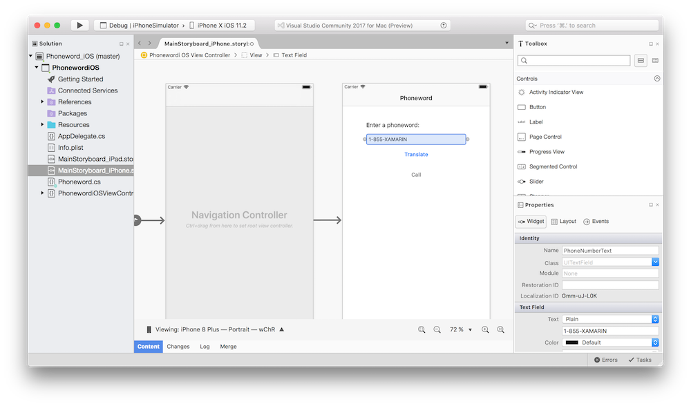 Designer iOS dans Visual Studio pour Mac