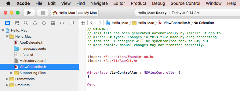 Affichage de la source dans Xcode