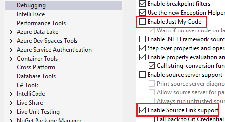 Activer Source Link dans Visual Studio 2019