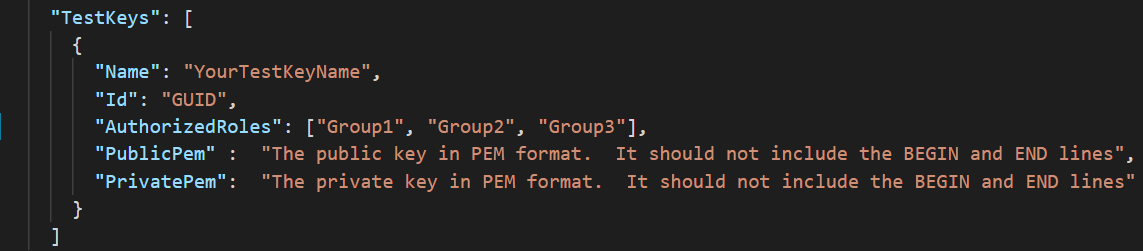 appsettings.json fichier montrant la méthode d’autorisation de rôle.