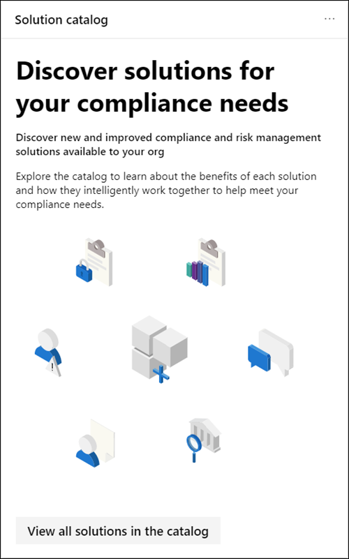 Carte du catalogue de solutions portail de conformité Microsoft Purview.