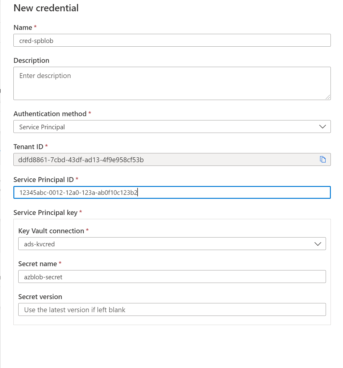 Capture d’écran montrant l’option de principal de service