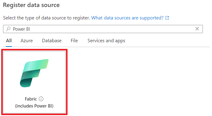 Image montrant la liste des sources de données disponibles au choix, avec la source Fabric mise en surbrillance.